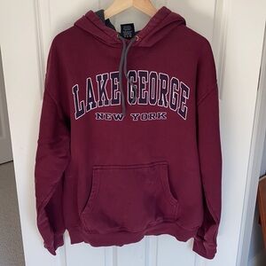 Lake George New York Prairie Mountain Pullover Hoodie with Kangaroo Pocket; Sz L